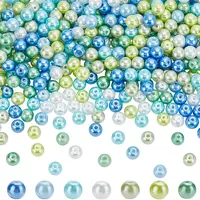 560Pcs 7 Colors Baking Painted Pearlized Glass Pearl Round Bead