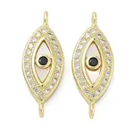Brass Micro Pave Clear and Black Cubic Zirconia Eye Connector Charms