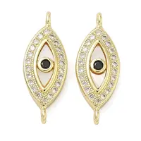 Brass Micro Pave Clear and Black Cubic Zirconia Eye Connector Charms