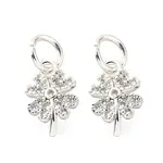 Clover Brass Micro Pave Clear Cubic Zirconia Pendants