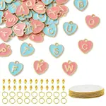 DIY Alloy Enamel Heart with Letter A-Z Pendant Decoration Making Kits
