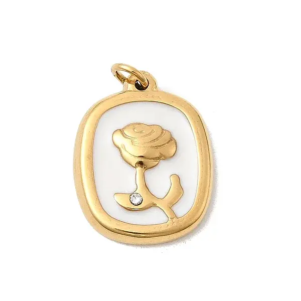 304 Stainless Steel Enamel with Rhinestone Pendants