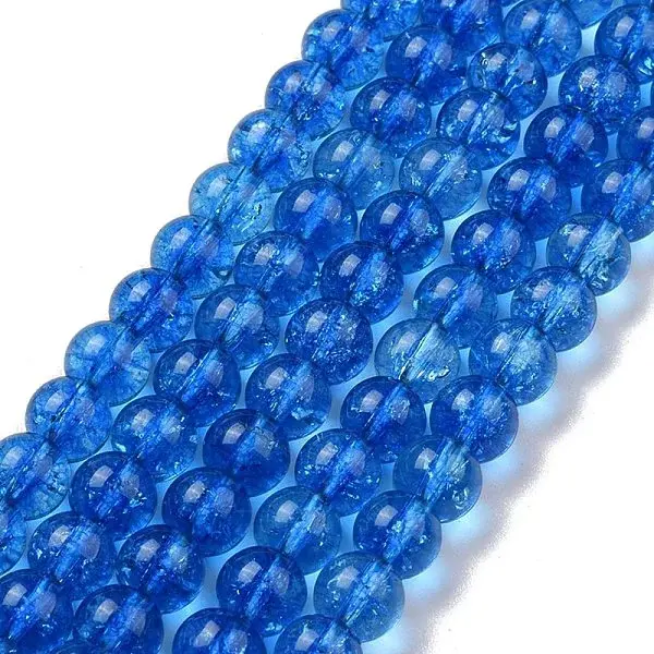 Crackle Glass Round Bead Strands