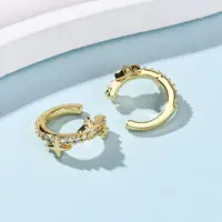 Brass Micro Pave Clear Cubic Zirconia Cuff Earrings