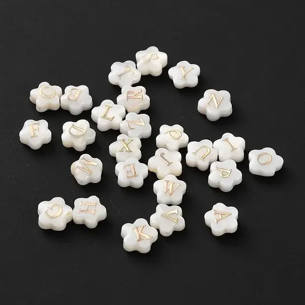 26Pcs 26 Styles Natural White Shell Flower Beads