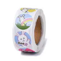 8 Patterns Round Dot Easter Theme Paper Self-adhesive Rabbit Easter Egg Stickers