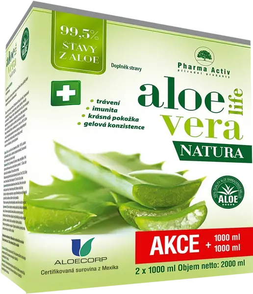 PHARMA ACTIV ALOE PRIMA GEL šťava z aloe 99,5% 2 x 1000 ml
