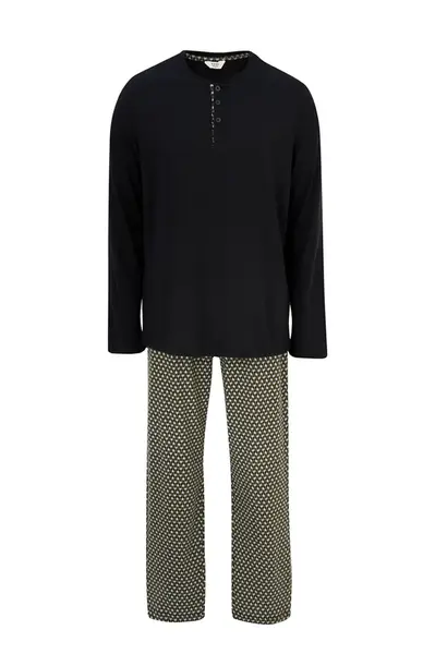 Dagi Dlhé pyžamo  olivová / čierna / biela