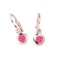 Cutie Jewellery Prekrásne detské náušnice z ružového zlata C1537-10-X-4 fuchsiová
