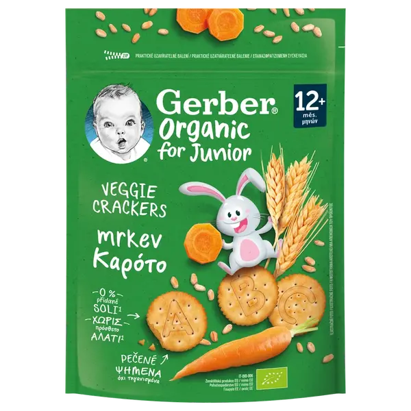 GERBER Organic Junior Veggie krekry s mrkví 100 g