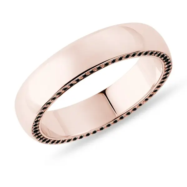 Pánský snubní prsten v růžovém zlatě s černými diamanty KLENOTA