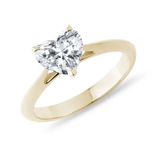 Prsten srdce s 1.0 ct lab grown diamantem ve zlatě KLENOTA