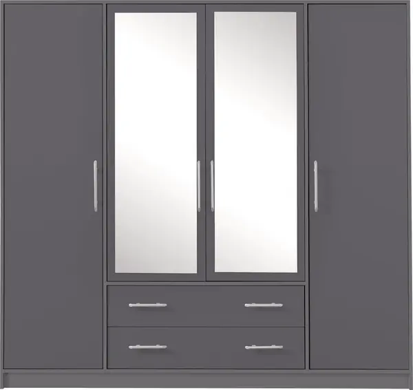 Šatní skříň Smart SR1 Varianta: Se zrcadlem, Barva korpusu + barva dveří: Antracit