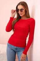 Kesi Dámska bavlnená blúzka s dlhým rukávom a lodičkovým výstrihom červená