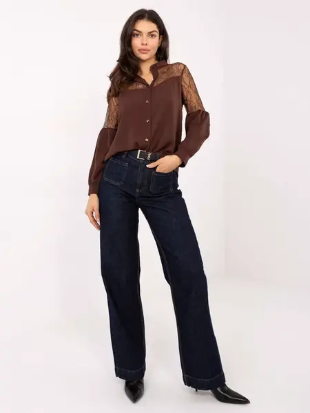 Hnedá blúzka s čipkou