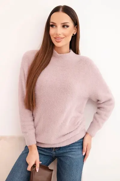 Kesi Włoski Dámský svetr z vlny s měkkou texturou a dlouhým rukávem béžový