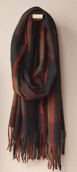 Šála Inverness 70x190 čtvercová, eben/zelená  - Sander