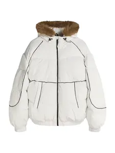 Bershka Zimná bunda  hnedá / čierna / biela