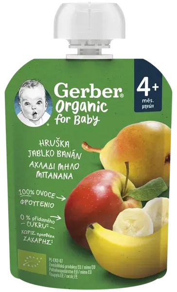 GERBER Organic kapsička hruška, jablko a banán 90 g