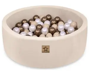 Baby Nellys Bazén pro děti 90x30 cm Velvet + 200 balónků, béžový