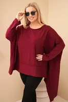 Kesi Dámská tunika Plus Size z bavlny s asymetrickým spodním lemem bordová