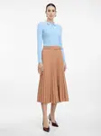 Svetlohnedá plisovaná midi sukňa