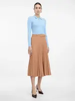Svetlohnedá plisovaná midi sukňa