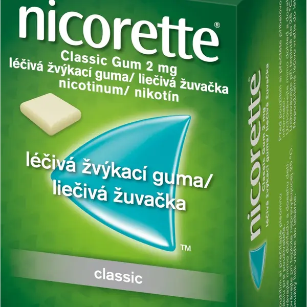 NICORETTE ® Classic Gum 2 mg léčivá žvýkací guma pro odvykání kouření 105 ks