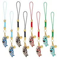 8Pcs 4 Colors Alloy Enamel Mobile Straps