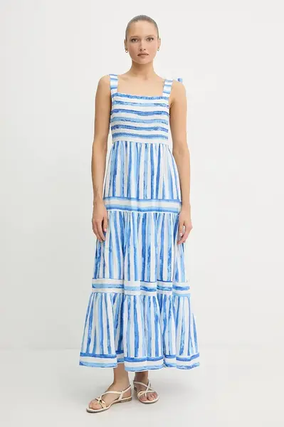 Lněné šaty Pedro del Hierro fialová barva, maxi, 3819823