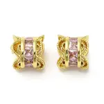Brass Micro Pave Cubic Zirconia Beads