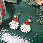 Glass Seed Beads Santa Claus Dangle Earrings