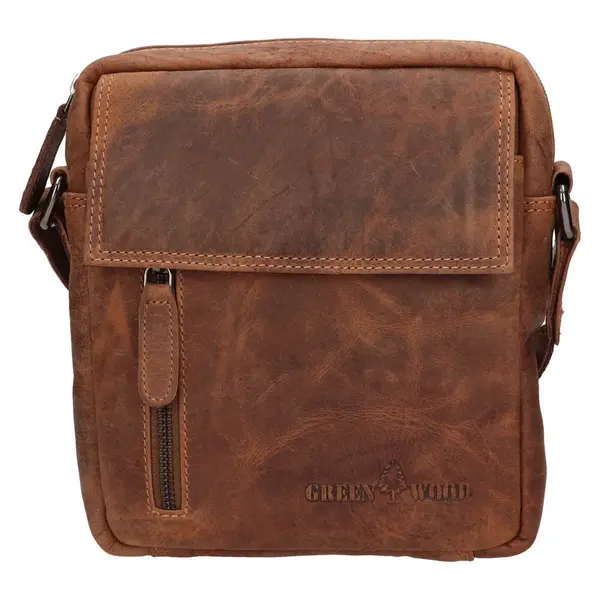 Pánska kožená taška cez rameno Greenwood Menny - hnedá