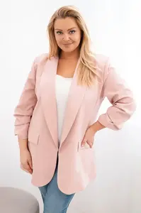 Kesi Włoski Dámská sako Plus Size elegantní tmavě pudrově růžová