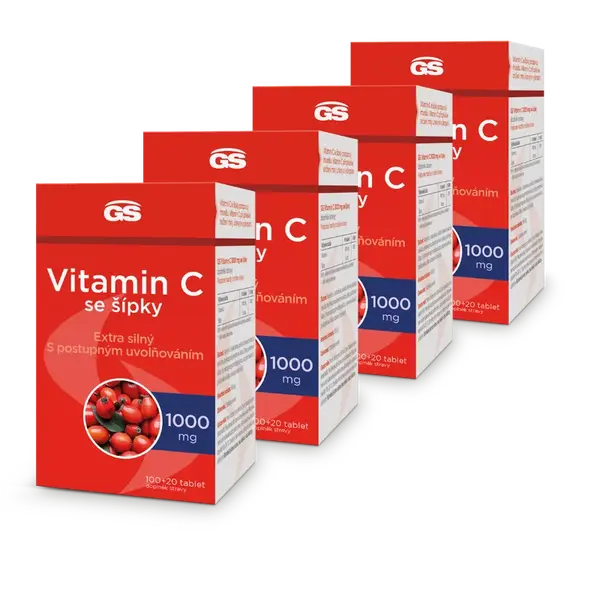 GS Vitamin C 1000 se šípky, 4 × 120 tablet