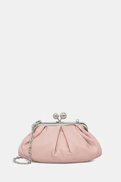 Kožená kabelka Weekend Max Mara PRATI růžová barva, 2525516204600