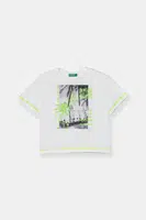 Dětské bavlněné tričko United Colors of Benetton bílá barva, s potiskem, 3I1XG10JG