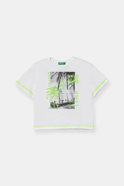 Dětské bavlněné tričko United Colors of Benetton bílá barva, s potiskem, 3I1XG10JG