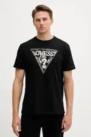 Bavlněné tričko Guess pánské, černá barva, s potiskem, M5YI15 I3Z14