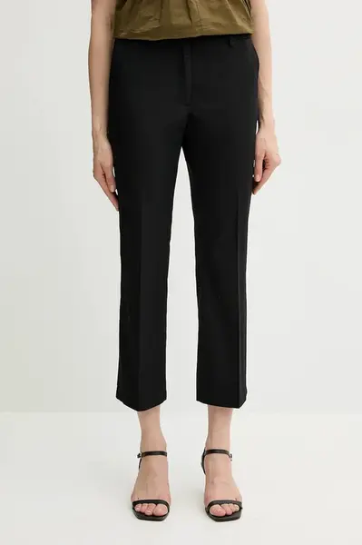 Kalhoty Sisley dámské, černá barva, střih cigarette, medium waist, 4ENMLE02X