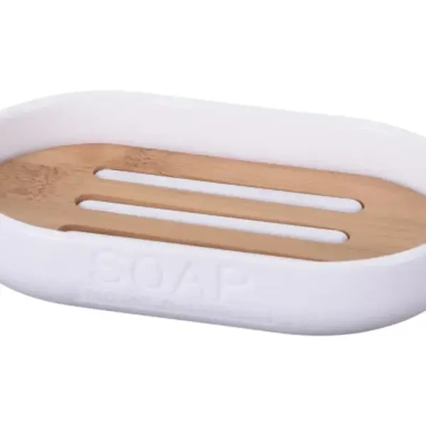 Miska na mýdlo bílá/bambus