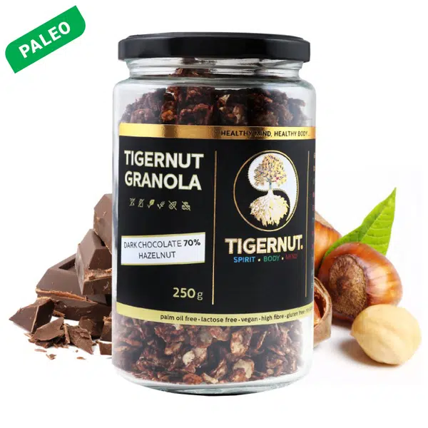 Granola z lupienkov lúpaného tigrieho orecha s čokoládou