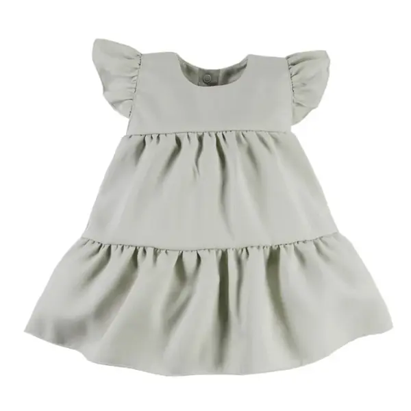 EEVI Dievčenské šaty s volánikmi Nature - khaki, veľ. 104