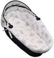 Bavlnená vložka do kočíkov/koše s penovým matracom, Malý medvedík. béžová/biela
