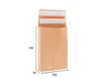 250 ks - Obálka papírová s křížovým dnem a bočními sklady (kraft) 250x350, 2 lepící pásky