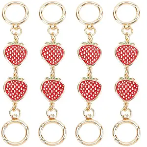Alloy Enamel Strawberry Link Bag Straps Extender Chains