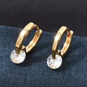 Brass with Cubic Zirconia Hoop Earrings