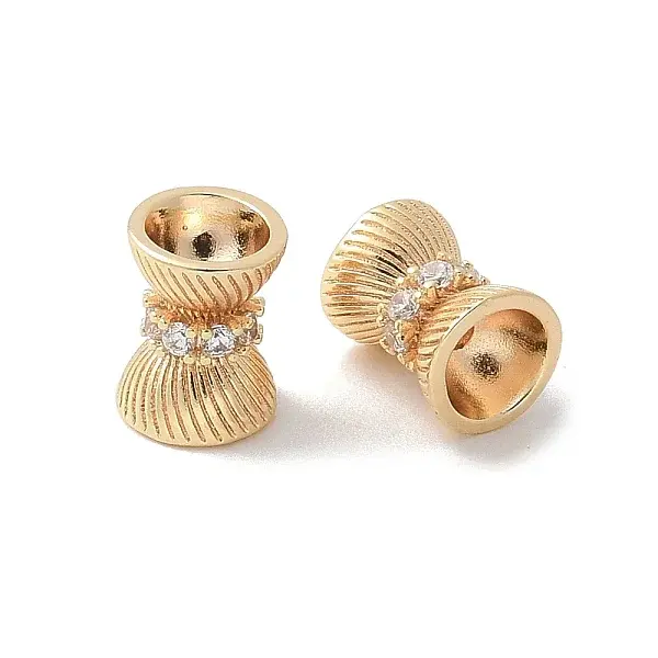 Brass Micro Pave Cubic Zirconia Beads