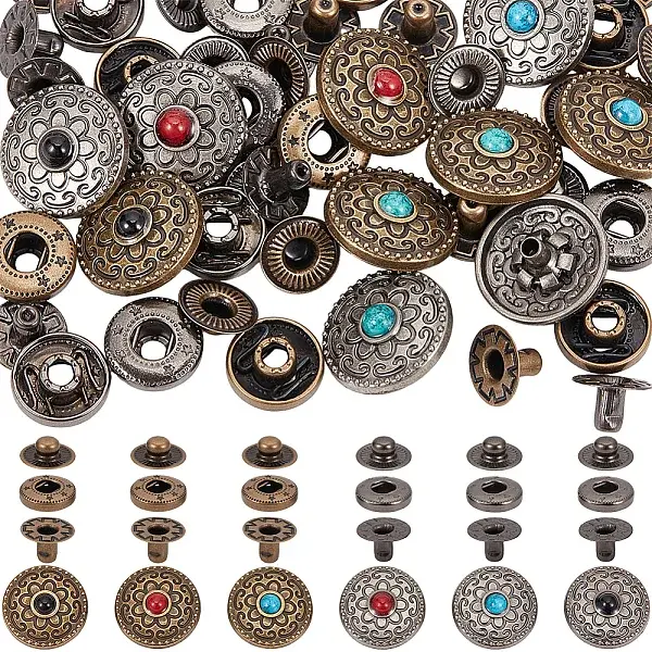 16 Sets 8 Styles Alloy Snap Buttons