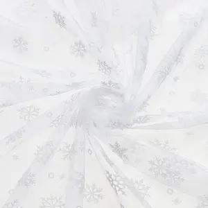 Christmas Nylon Snowflake Pattern Gauze Fabric